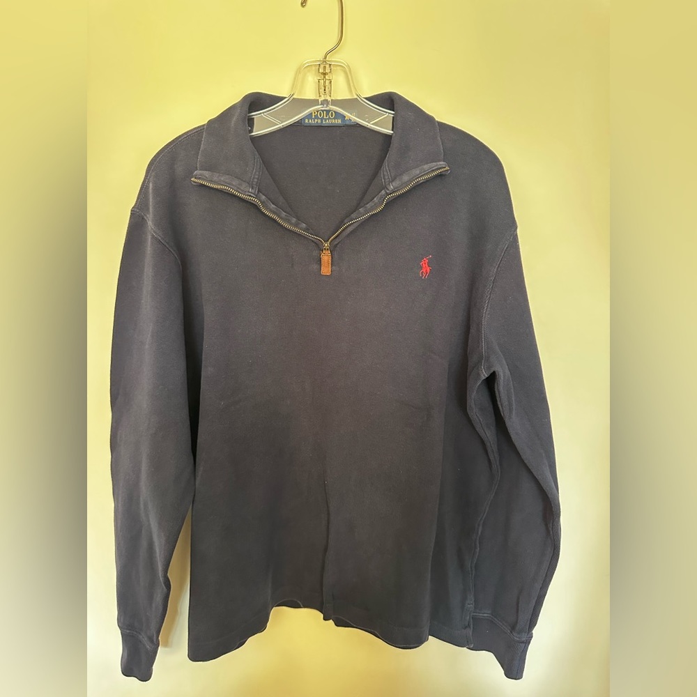 Polo Ralph Lauren Navy Blue with Red Horse Logo 3/4 Zip Pullover